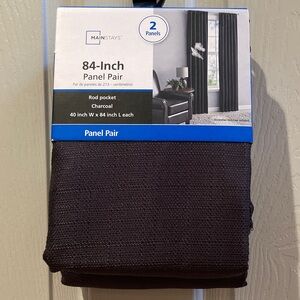 NWT Mainstays Charcoal Panel Pair Curtains